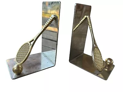 Vintage Tennis Racket And Tennis Ball Bookends Sports Room Decor Nostalgic!! • $26