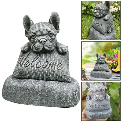 French Bulldog Welcome Plinth Home Garden Backyard Decoration Outdoor Ornament • £10.59