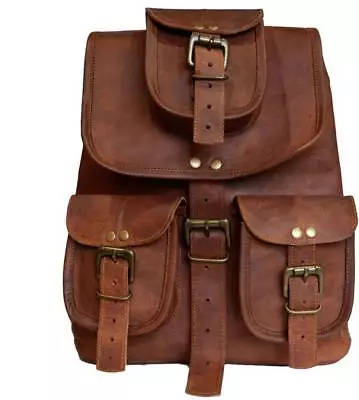 Distressed Genuine Leather Vintage Laptop Backpack Rucksack Messenger Bag  • $55.10