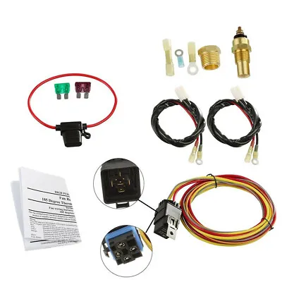 12V Car Dual Electric Engine Cooling Fan Wiring Harness 40A Relay Thermostat Kit • $46.70