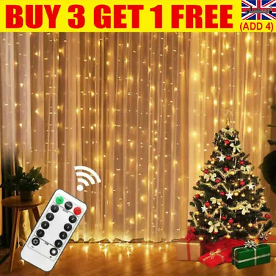 £5.99 • Buy LED String Curtain Fairy Lights Window Christmas Xmas Party Waterproof Decor NEW