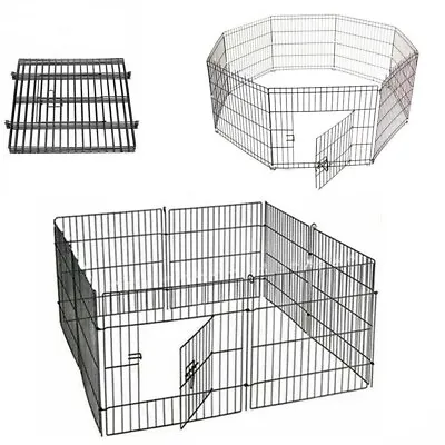 Dog Pet Pen 8 Panel Puppy Rabbit Metal Playpen Run Cage Foldable Fence Enclosure • £28.95