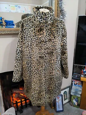 ZARA Gorgeous Leopard Print Faux Fur Coat Size S • $55.95