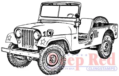 Deep Red Stamps Vintage Military Jeep Rubber Cling Stamp • $6.49