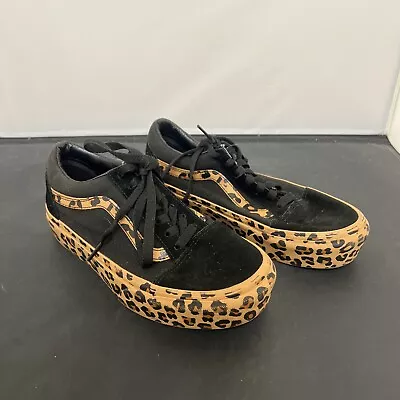 Vans Old Skool Platform Leopard Cheetah Print Sneakers Black Womans 6.5 FS Chrty • $40