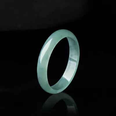 1pcs Natural Jadeite Jade Band Ring Women Men Real Ice Species Jade Size 6-11  • £33.48