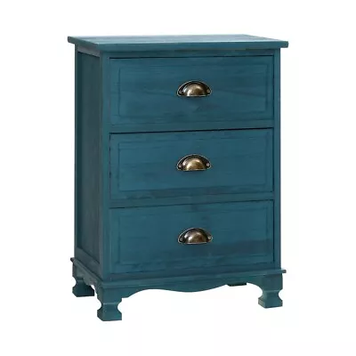 Artiss Bedside Tables Drawers Side Table Cabinet Vintage Blue Storage Nightstand • $89