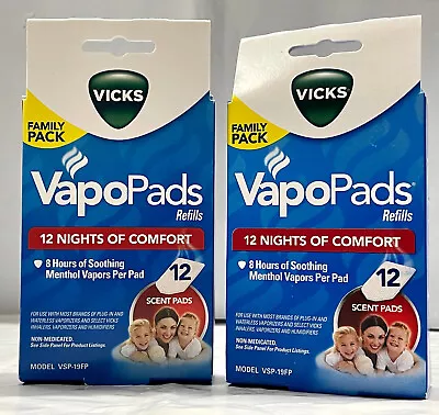 24 Vicks VapoPads Menthol Vapors Scent Pad Replacements 2 Boxes Of 12 Pads Each • $23.99