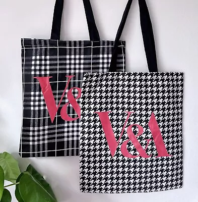 2 X London V&A Museum Tote Bag / White Houndstooth + Plaid 🇬🇧 UK • £25