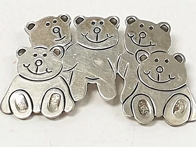 Tianguis Jackson 925 Sterling Silver 5 Teddy Bear Brooch Hallmarked  • £9.99