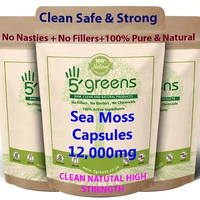 £9.99 • Buy Sea Moss Capsules 12000mg , 100% Clean & Natural Vegan Capsules Genuine Sea Moss