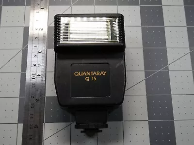 Used Quantaray Q15 Electronic Shoe Mount Flash With Cable SLR DSLR Tested • $16.99