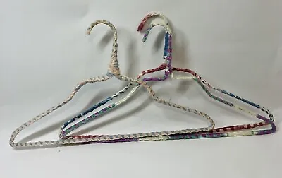 Vintage Lot Of 3 Hand Crocheted Wrapped Wire Hangers Yarn Covered Knit Handmade • $15