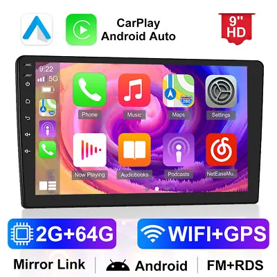 9  Android 13.0 Double 2 DIN 2G+64G Car Stereo Radio Carplay GPS BT WIFI FM RDS • £59.99