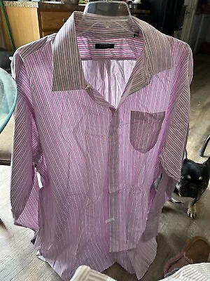 BURBERRY  100% Cotton Men’s Pink Stripe Shirt Long Sleeve Sz 20/37T • $34.99