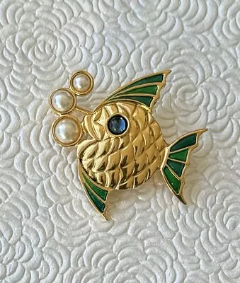 Vintage Fish  Brooch Pin Enamel On Metal • $16