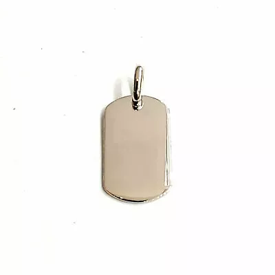 $199 • Buy New 14k White Gold Solid Tiny Dog Tag Name Tag Pendant Charm Shiny Jewelry 2.4g