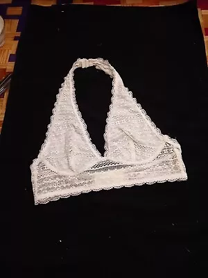 Victoria's Secret Lined Cream Lace Halter Neck Bralette Bra Size Small • £8.55