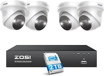 ZOSI 8CH 4K 2TB NVR 5MP PoE Security Camera System AI Vehicle Detect 2-Way Audio • $225.99