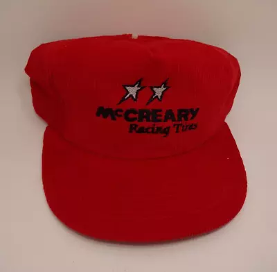 Vintage Corduroy McCreary Racing Tires Hat Snapback Cap Red Adjustable • $31.95