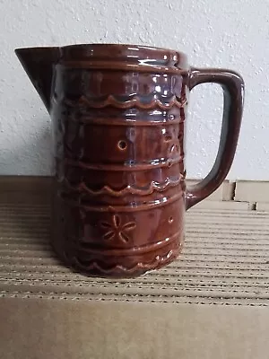 MARCREST Brown Glazed DAISY AND DOT Ceramic STONEWARE PITCHER 6.25 Inch • $10