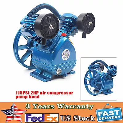 1 Stage 2HP 2 Cylinder Pneumatic Air Compressor Motor Air Pump Head 115PSI 1500W • $128.25