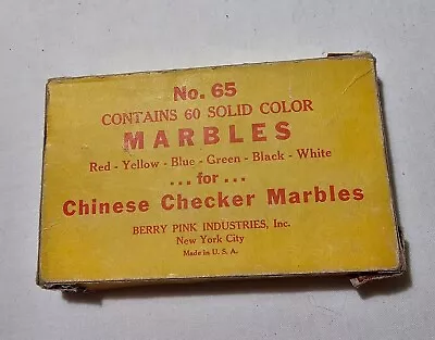 Vintage Berry Pink Box Of 57+3 Solid Color Marbles No. 65 Chinese Checkers READ • $24.94