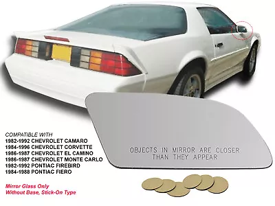 For Mirror Glass W/Pad 82-96 CAMARO CORVETTE FIREBIRD MONTE CARLO Passenger Side • $10.62