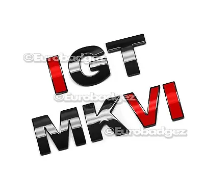 $17.99 • Buy 1- NEW 3D Adhesive MKVI Black Rear Emblem Badge 30mm Fits VW MK6 GLOSS BLACK RED