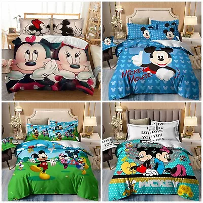 Mickey Mouse Quilt Duvet Cover Bedding Set Single Double King Size Pillowcase UK • £21.99