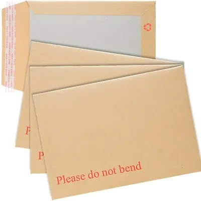 100 A4/c4 Please Do Not Bend Hard Card Board Backed Envelopes Brown Manilla • £16.49