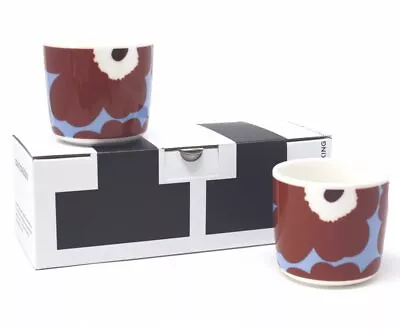 Marimekko Unikko Latte Mug No Handle 200ml Light Blue × Brown 2 Set Japan Import • $83.68