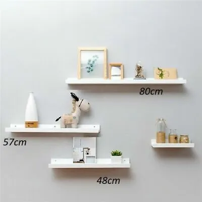Wooden Floating Wall Shelves Photo Bookcase Ledge Display Rack Dura Shelf  • £8.90