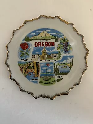 Decorative Collector Plate State Of Oregon Gold Edging Vintage 7.25” VGC • $8