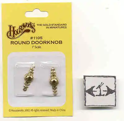 Doorknob Round  1/12 Scale Dollhouse Miniature Hardware  1105  Houseworks 1set • $3.95