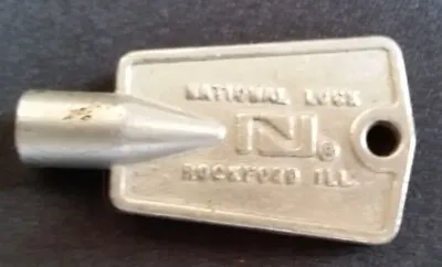 $6 • Buy Vintage National Lock NL Rockford ILL USA Freezer Key 4-Point/Cross Type