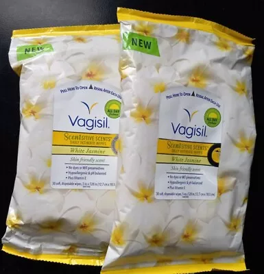 $13.50 • Buy 2 X Vagisil Scentsitive Scents Daily Intimate Wipes White Jasmine 30 Ct EACH 
