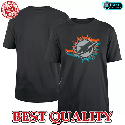 SALE!!_ Miami Dolphins Logo 2024 NFL Draft Charcoal T-Shirt S-5XL Gift Fans • $25.99