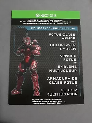 Halo 5  FOTUS-Class Armor + Vanguard Emblem  DLC CARD Download Code (Xbox 360) V • $199