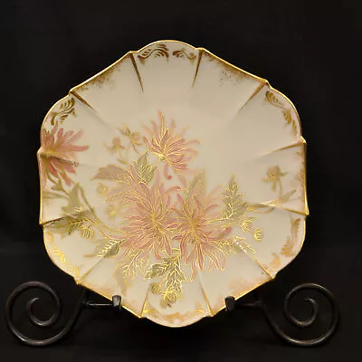 Limoges T&V Cabinet 9 1/4  Plate Hand Painted Pink Mums W/Gold Outlining 1890 • $79.98
