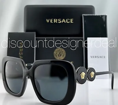 Versace Square Medusa Sunglasses VE4434U GB1/87 Black Frame Dark Gray Lens 54mm • $149.99