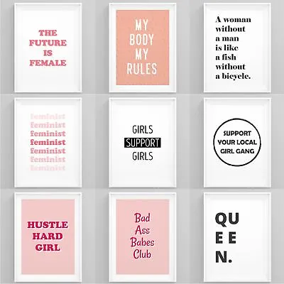 Feminist Art Prints Framed Female Posters Women Empowerment Prints Wall Artwork • £19.99