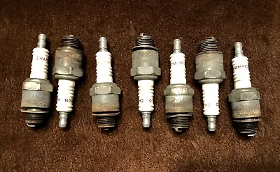 Vintage Champion Spark Plugs H-10  Seven Used / Cleaned / Good  For Flathead • $8.99