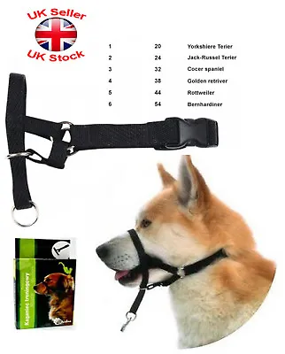 £5.87 • Buy Head Collar Stops Dogs Pulling Training Nose Reigns Muzzle Loop Black