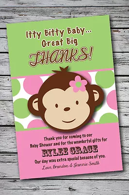 MOD MONKEY GIRL Thank You Cards Baby Shower Printable 1st Birthday Party U Print • $14.99