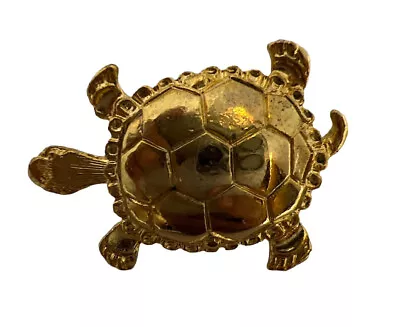 Vintage Turtle Pin Brooch Gold Tone Tiny Sea Animal Costume Jewelry • $17.99