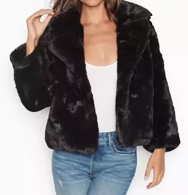 NEW VICTORIAS SECRET COZY BLACK FAUX FUR Winter COAT JACKET MEDIUM M Fashion • $79.95