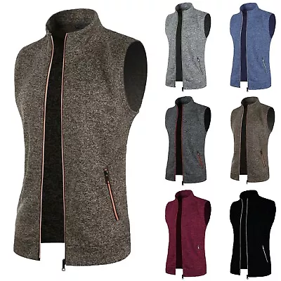 Male Autumn And Winter Bottoming Knitted Hooded Vest Solid Color Coat Men • $16.50