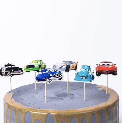 24PCS CARS CAKE TOPPERS PICKS Birthday Party Lightning McQueen Mater • £3.99