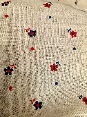 MOD Embroidered Red & Blue Floral  Burlap Like Home Décor Fabric 44  X  4yds +8  • $29.99